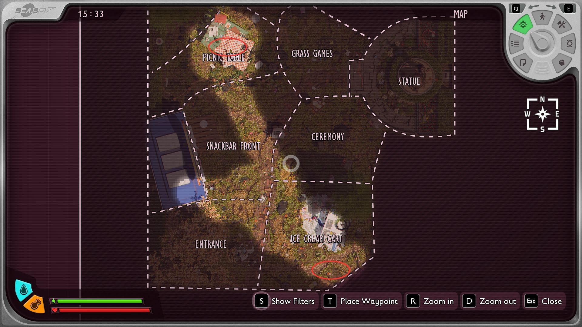 Blueberries can be found on top of a picnic table and near an Ice Cream Cart (Image via Xbox Game Studios)